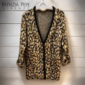 PATRIZIA PEPE Brown Leopard Knit Cardigan – Size 0